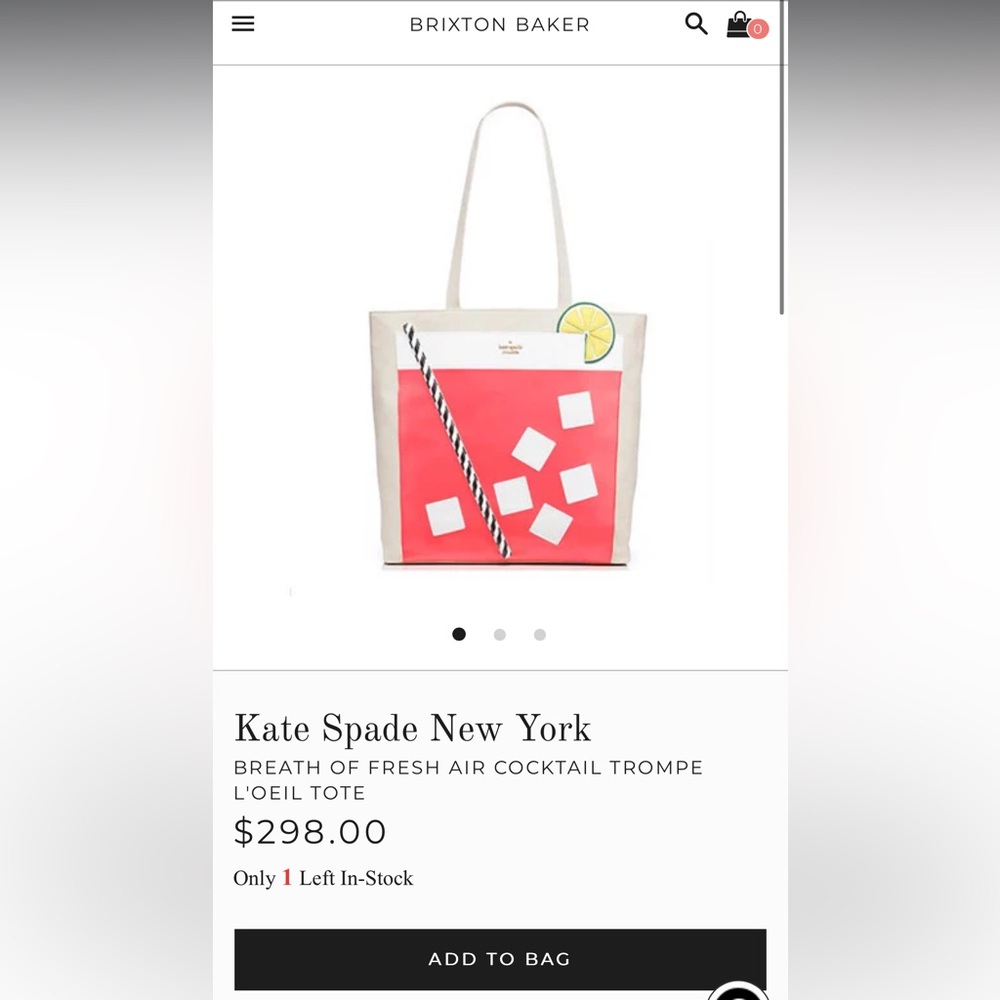 RARE PRESTINE Kate Spade BREATH OF FRESH AIR COCKTAIL TROMPE L'OEIL TOTE $298